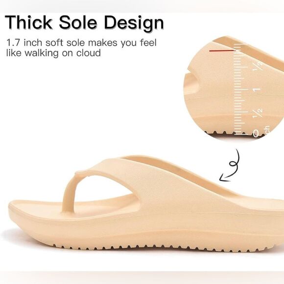 Ladies orthopedic Size M/L medium/large flip-flops cream color w/arch support - Picture 3 of 9